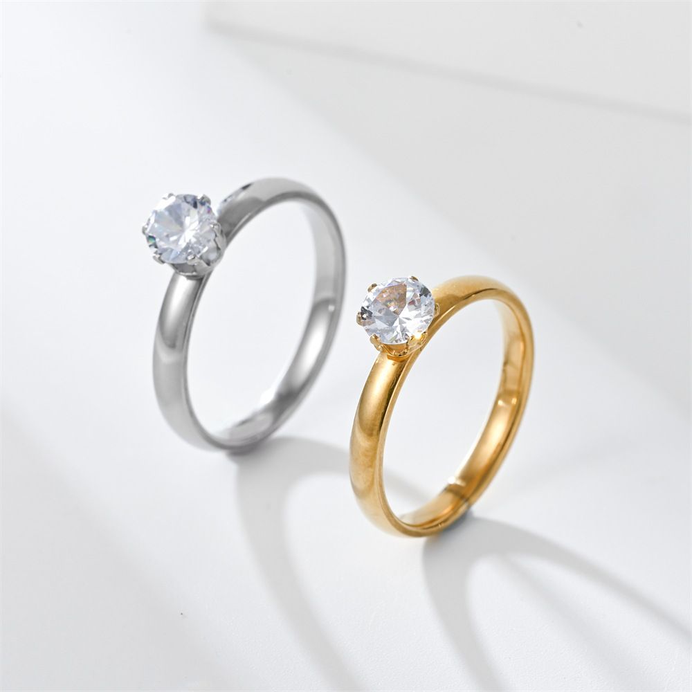 Stainless Steel 3mm Diamond Ring Unisex 3mm steel color diamond 12 — image 6
