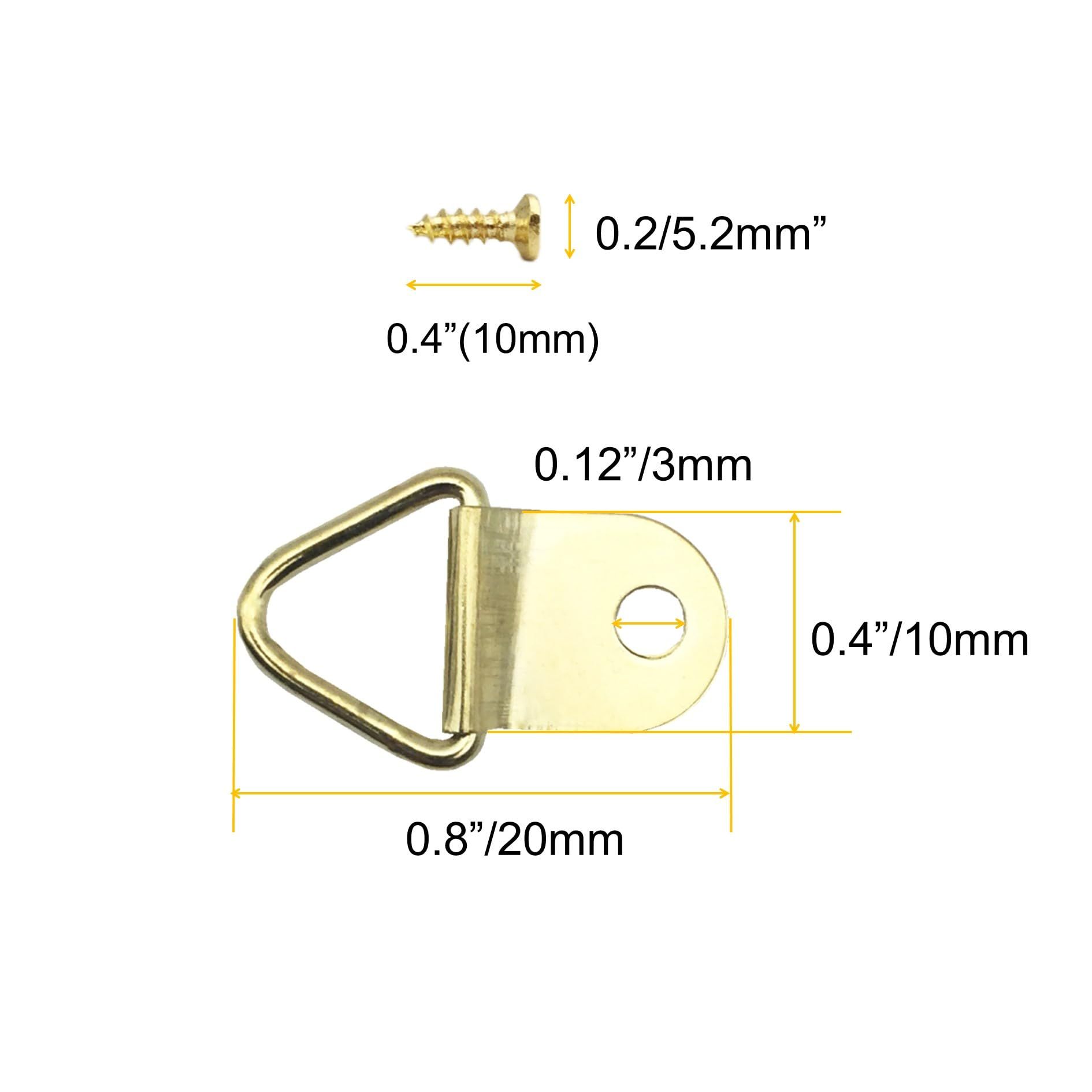 100 Pack Small Triangle Ring Steel Picture Hangers with Screws Picture Frames Picture Hang Solutions for Hanging Clock (Gold) — image 4
