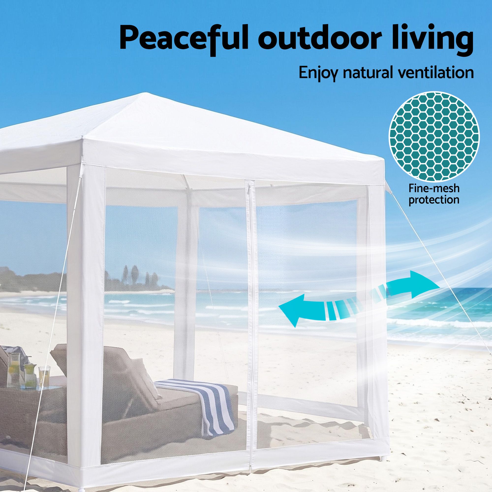 Instahut Gazebo?2x2m Marquee Wedding Party Tent Outdoor Camping Mesh Wall Canopy Shade Gazebos Navy — image 5