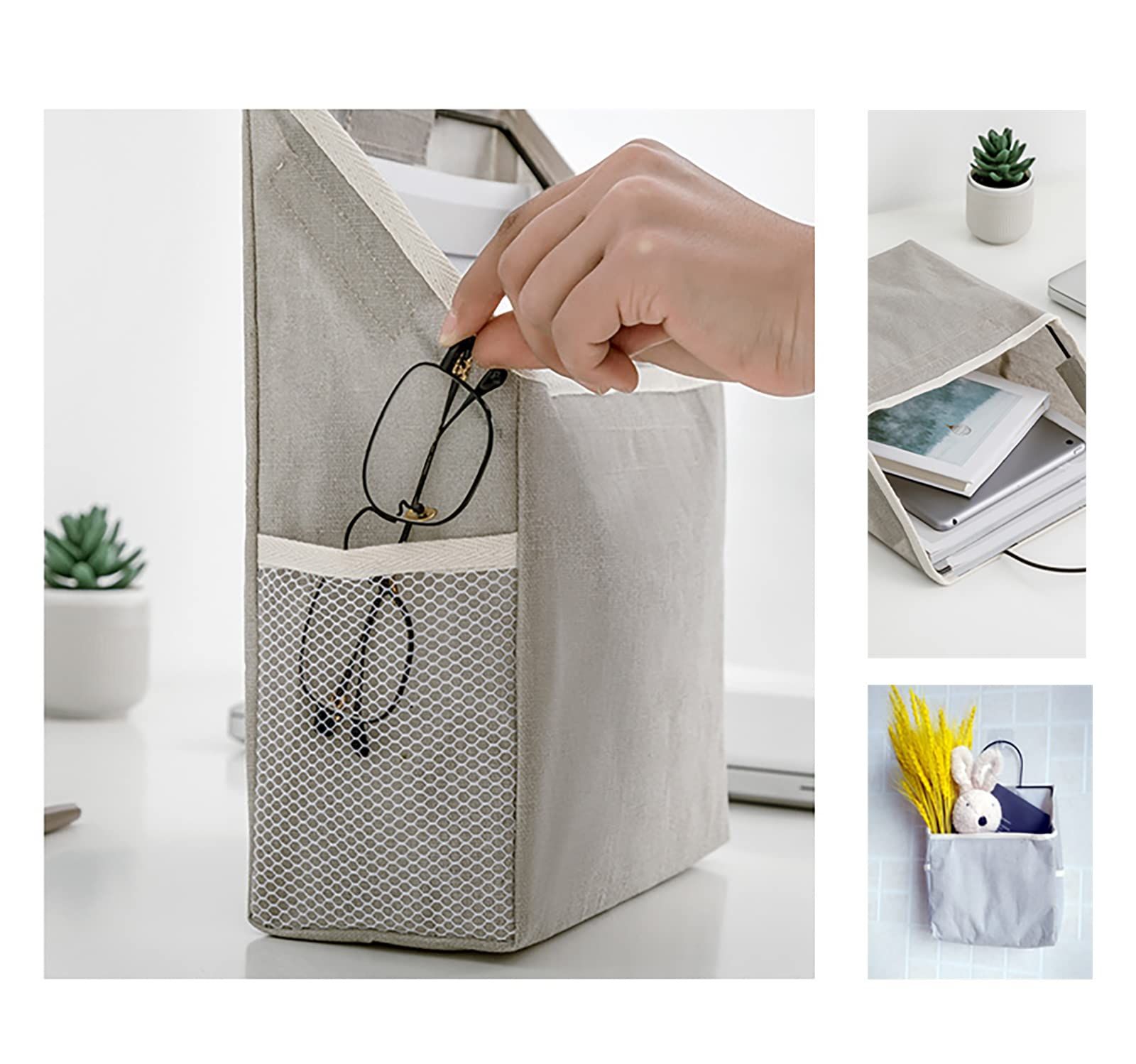 2 pc Wall Hanging Storage Bag, Hanging Organizer Bag with Sticky Hook, Wall Organizer for Dormitory Bathroom Bedroom Kitchen — image 2
