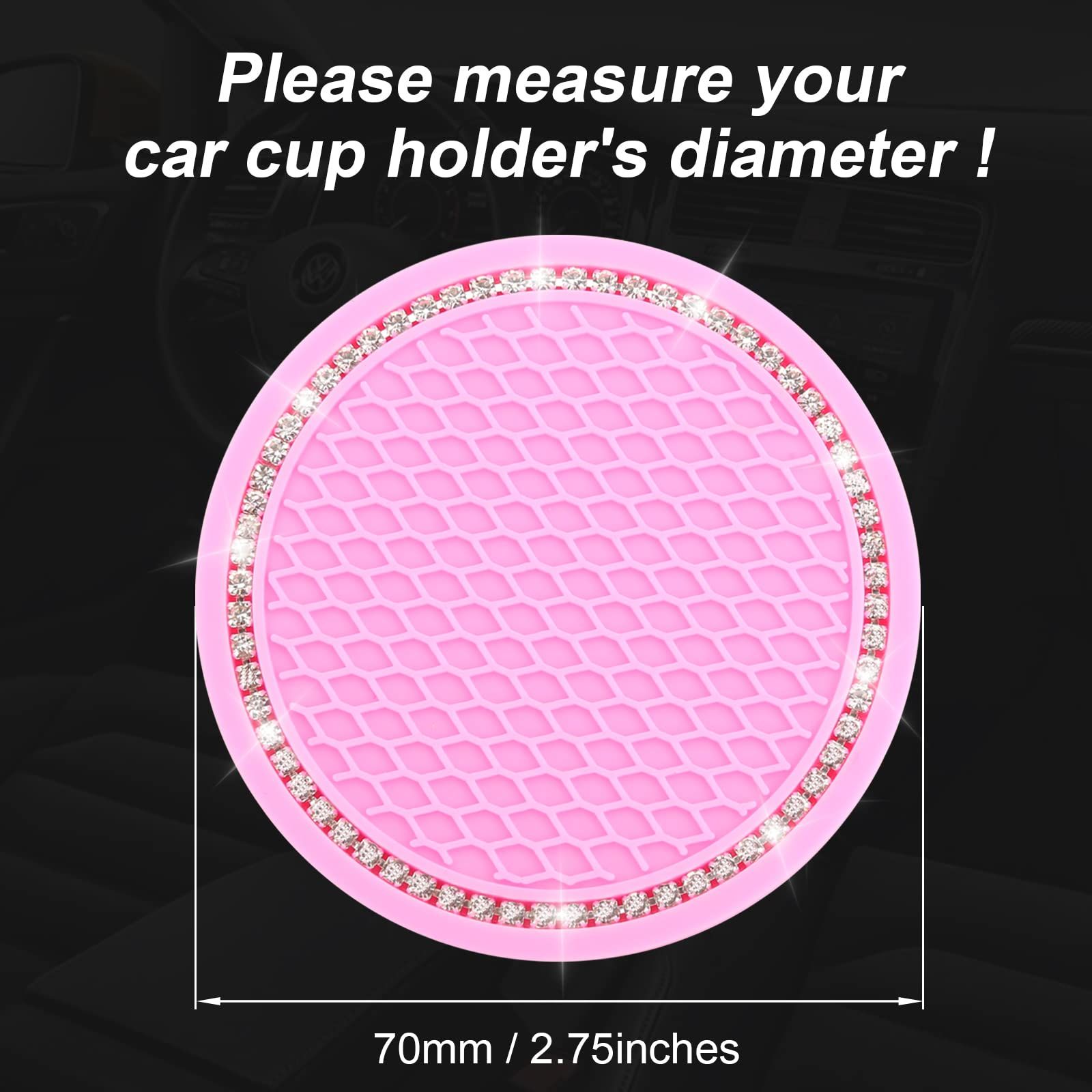 2PCS Bling Car Cup Coaster, Universal Cup Holder Insert Coaster, 2.75 inch Rhinestone Anti Slip Silicone Car Accessories โ image 3
