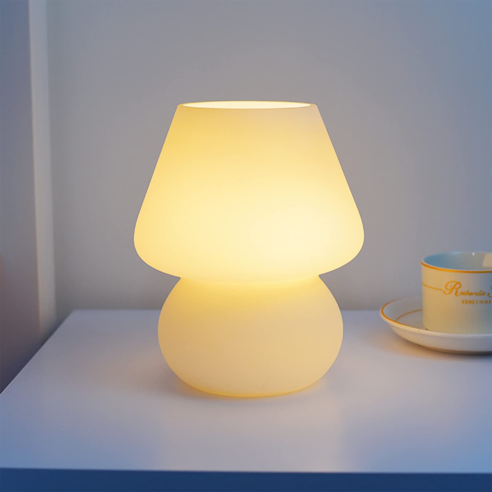 Mushroom lamp, Glass Vintage Beside Lamp with 7 Color Temperature Modes, Dimmable Mushroom Night Light, Small Nightstand Desk lamp โ image 4