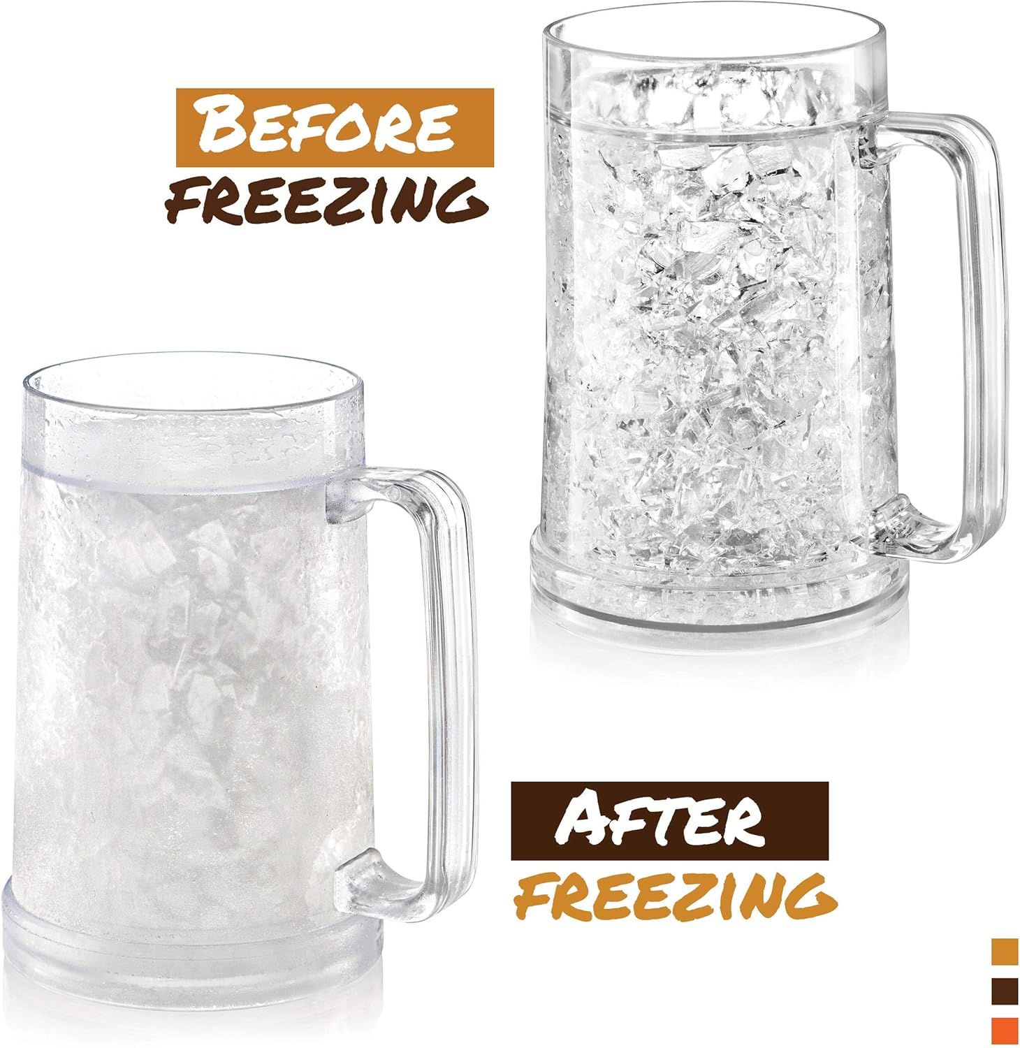 Double Wall Freezable Beer Mug, No-Ice Insulated Cup for Summer BBQs & Parties (Clear) — image 6