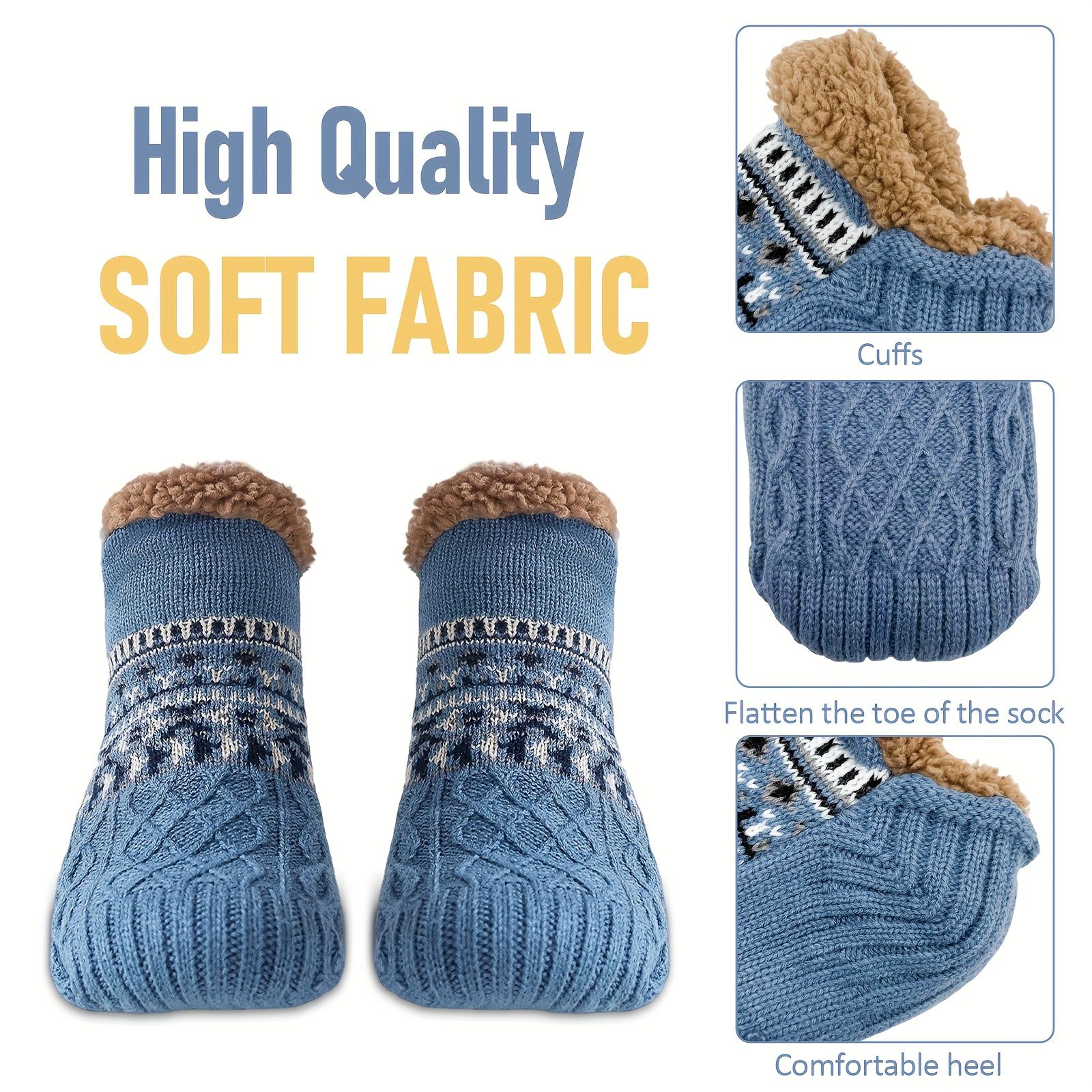 Men's Fleece-Lined Anti-Slip House Socks โ Warm, Cozy, and Secure for Indoor Wear with Plush Sherpa Lining and Silicone Grip Dots (XL, Grey) โ image 6