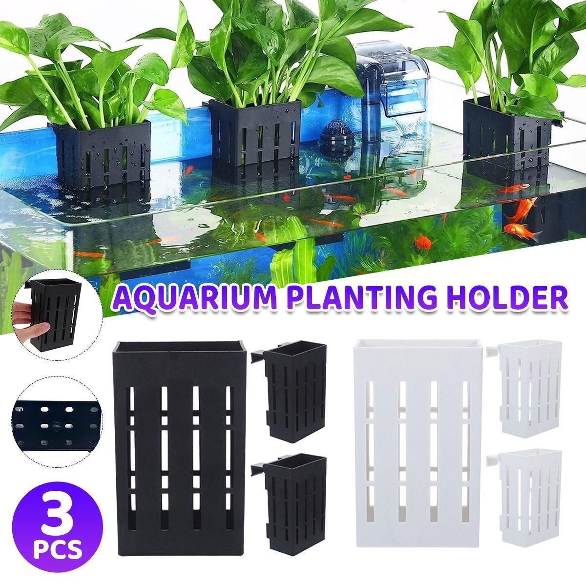 Hydroponic Plant Storage Rack Fish Tank Decoration Square Aquarium Basket Holder - White โ image 2