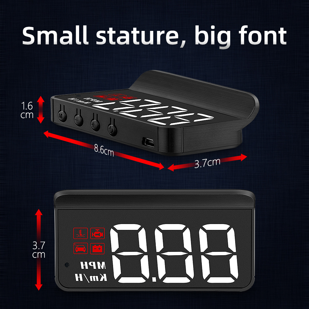 Compact OBD2 Car Head-Up Display (HUD) - Digital Speedometer with 5 Alarm Functions & Adaptive Brightness(black) โ image 3