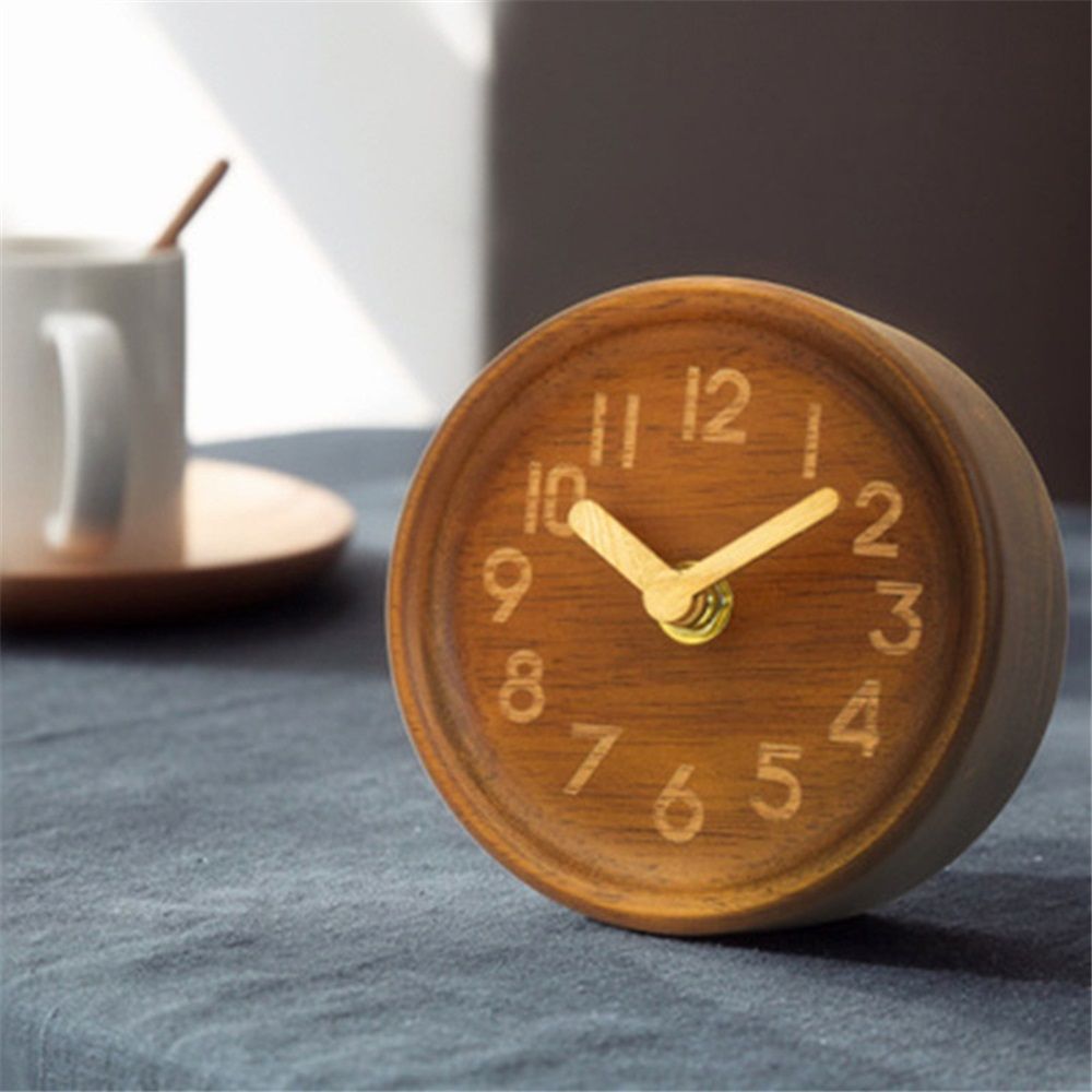 Decorative No-Tick Design – Easy to Read Silent Sweep Mantle Clock – Quiet Tabletop Clocks with Wood Body, Hands, & Battery Cover — image 2