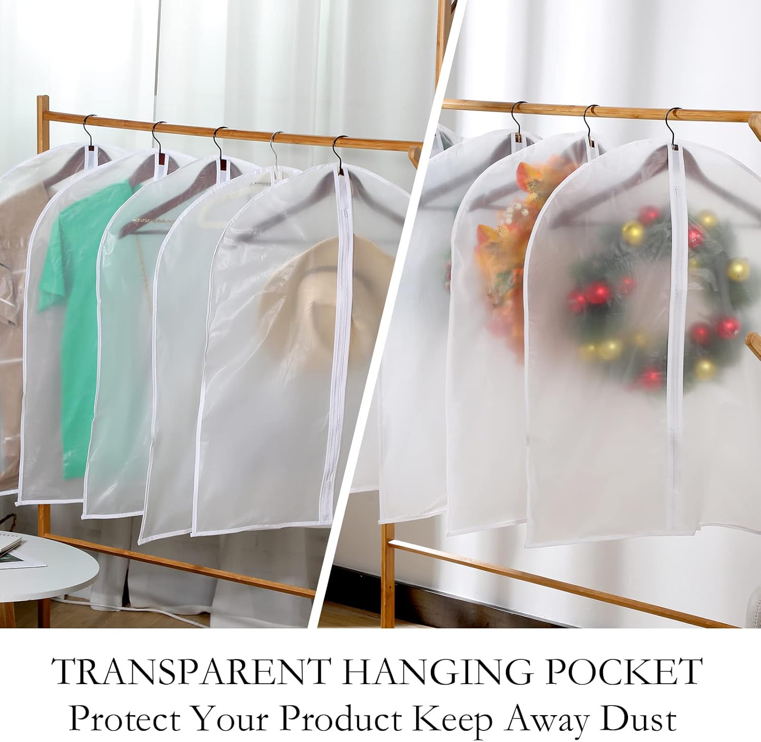 100 Pcs 24'' x 32'' Clear Garment Bags Full Zipper Suit Lightweight Clothes Cover for Hanging PEVA Protectors Breathable Dust Plastic โ image 5