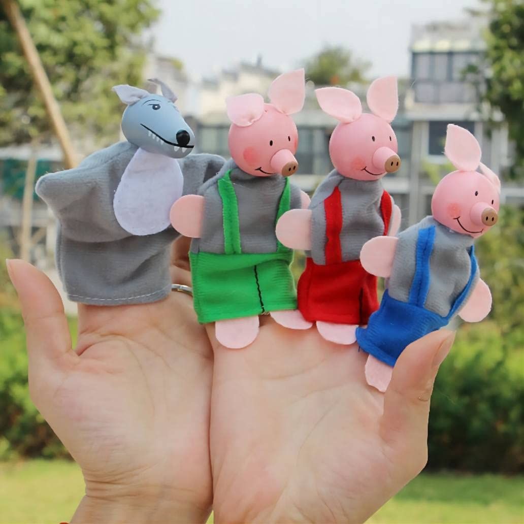 Three Little Pigs and Wolf Finger Puppet Story Toy, Storytelling Theater Doll for Toddlers Kids (Three Little Pigs and Wolf) — image 2