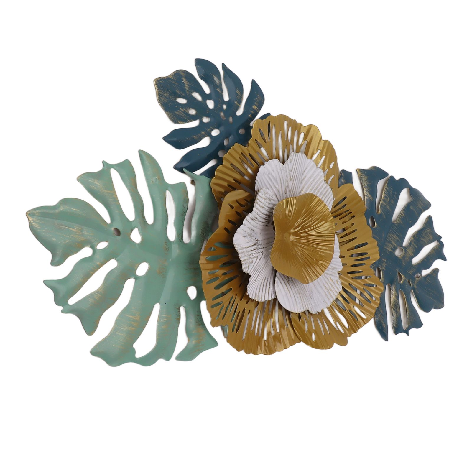 Iron Flower Wall Hanging Blue Modern Beautiful Metal Floral Wall Art Decor for Living Room Bedroom Dining Room — image 6
