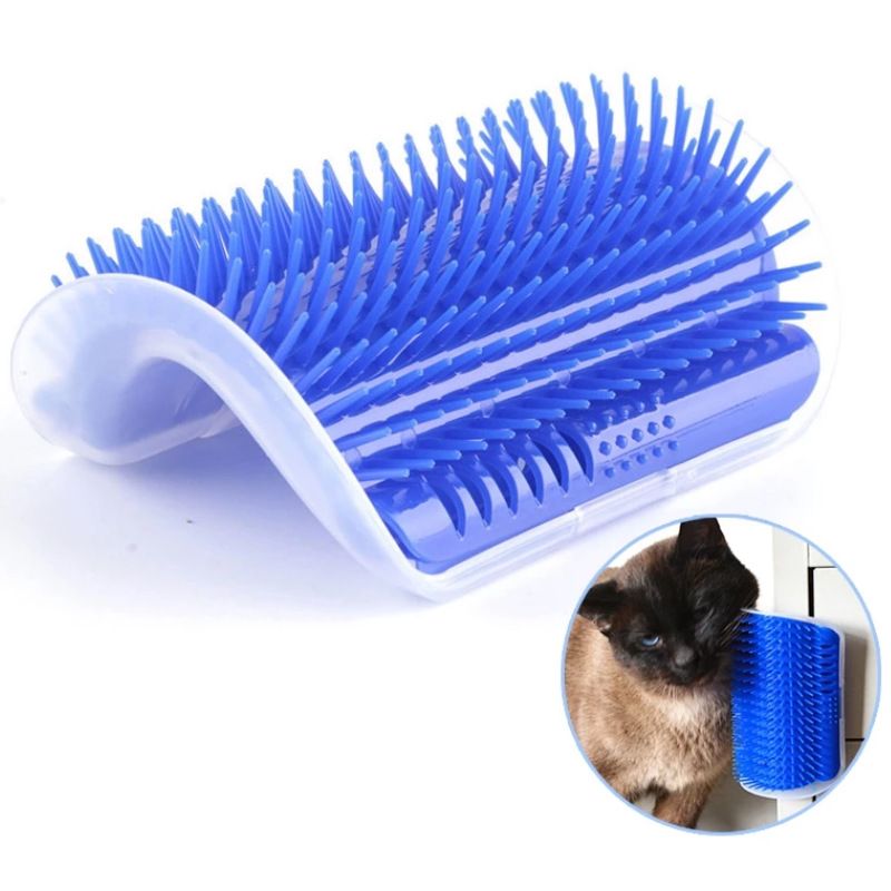 Scratchy hair rubbing device cat corner massage fixed hair removal brush scratchy comb pet cat massager (blue) — image 4