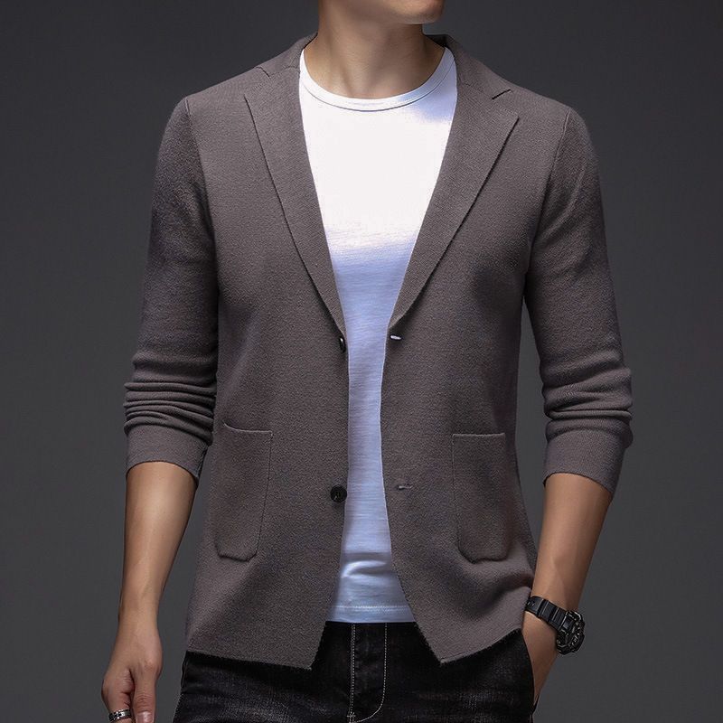 Men Knitted Cardigan Long Sleeve Slim Fit Grey Black 54/120/180/2XL โ image 4