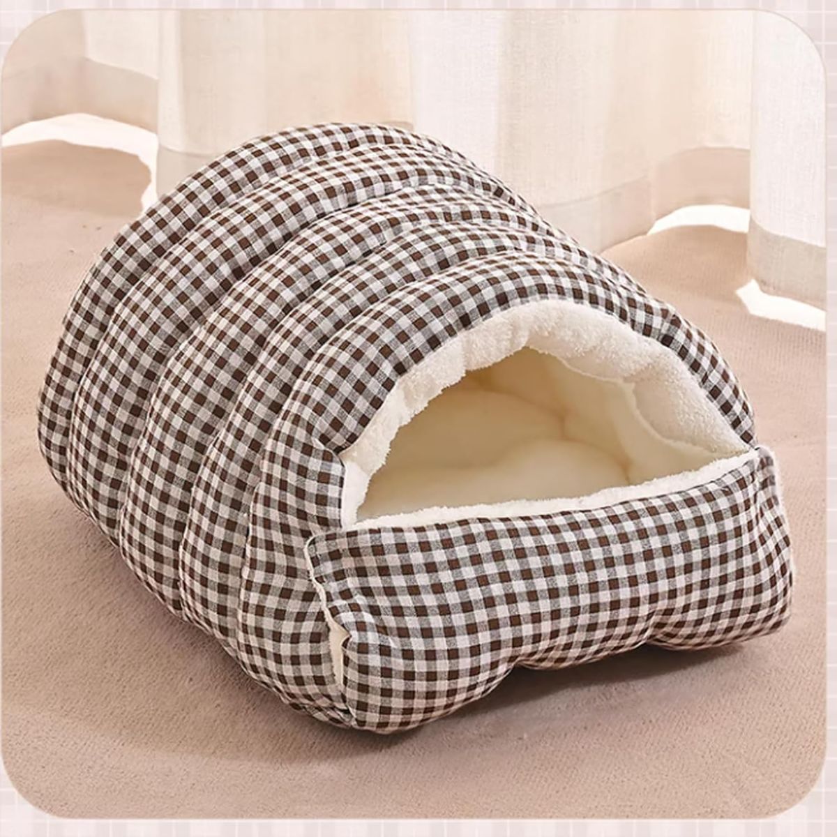 Cozy Monster Cat Bed, Cave Style Pet Bed, Cat Beds for Indoor Cats, Cat Cave Bed Cat Tent with Removable Cushion, Warm Cave Nest Sleeping Bed Puppy House for