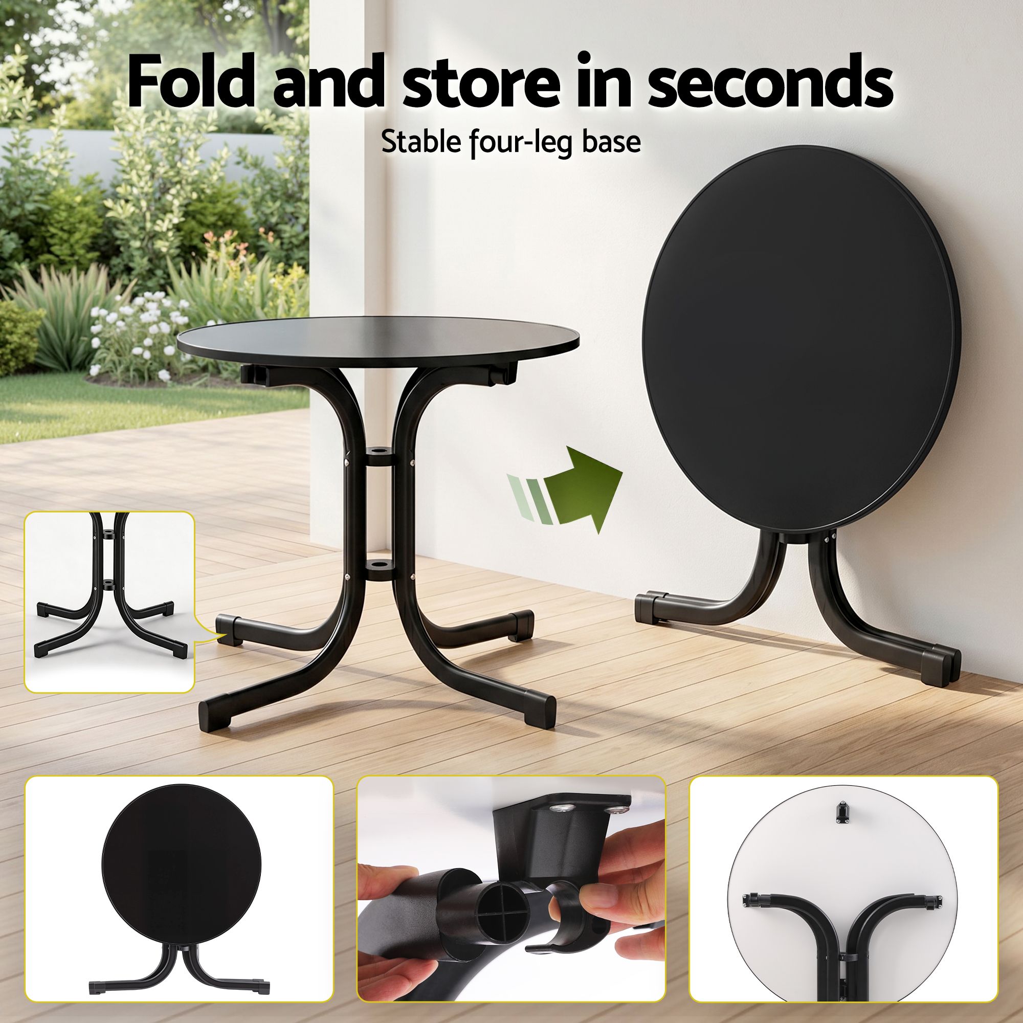 Gardeon 5PCS Outdoor Dining Set Table and Chairs Patio Furniture Garden Diamond Black — image 5
