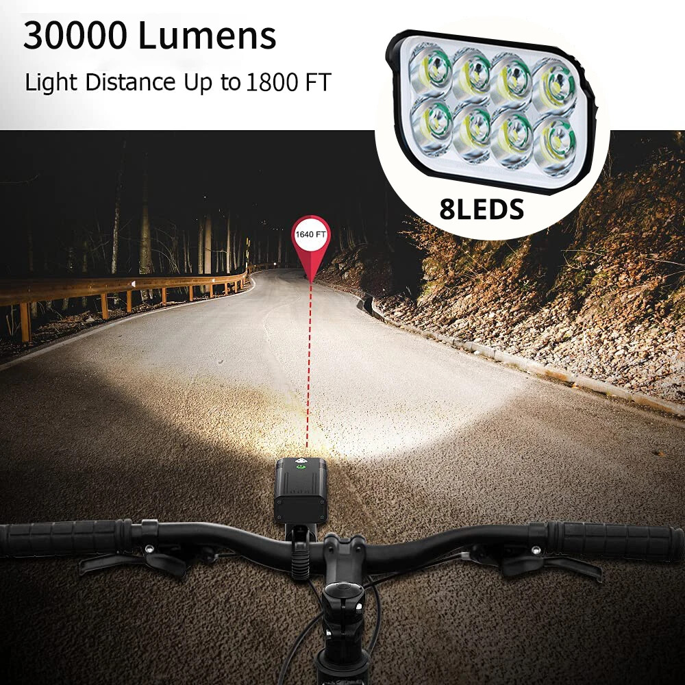 Waterproof Bike Light Set with Digital Battery Display Aluminum Alloy 360° Mount — image 6