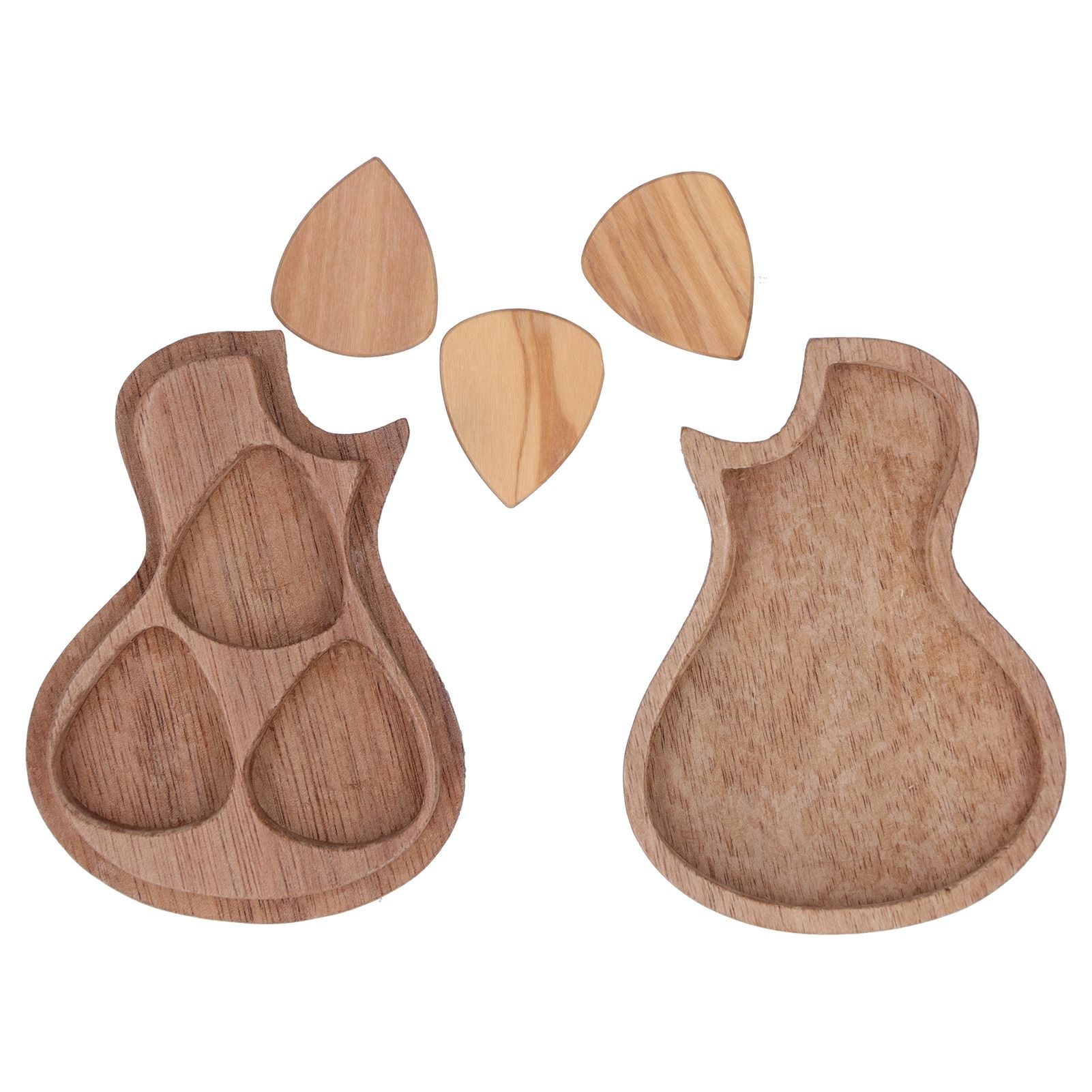 Guitar Pick Box Holder Collector with 3Pcs Wooden Picks Musical Instrument Accessory — image 2