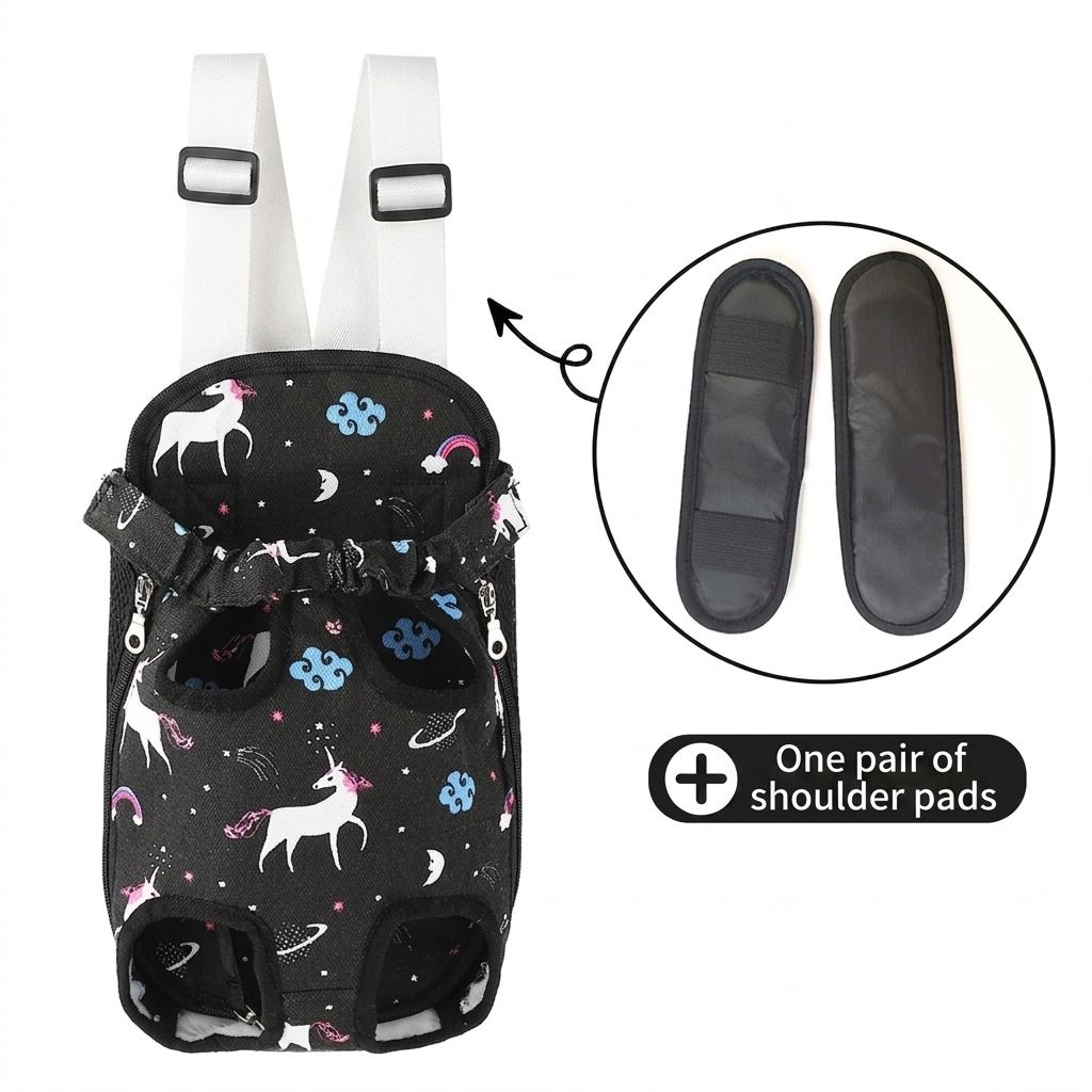 Portable Pet Front Chest Backpack for Small Dogs and Cats – Hands-Free Travel Carrier with Adjustable Straps, Breathable Mesh, and Padded Shoulder Pads for