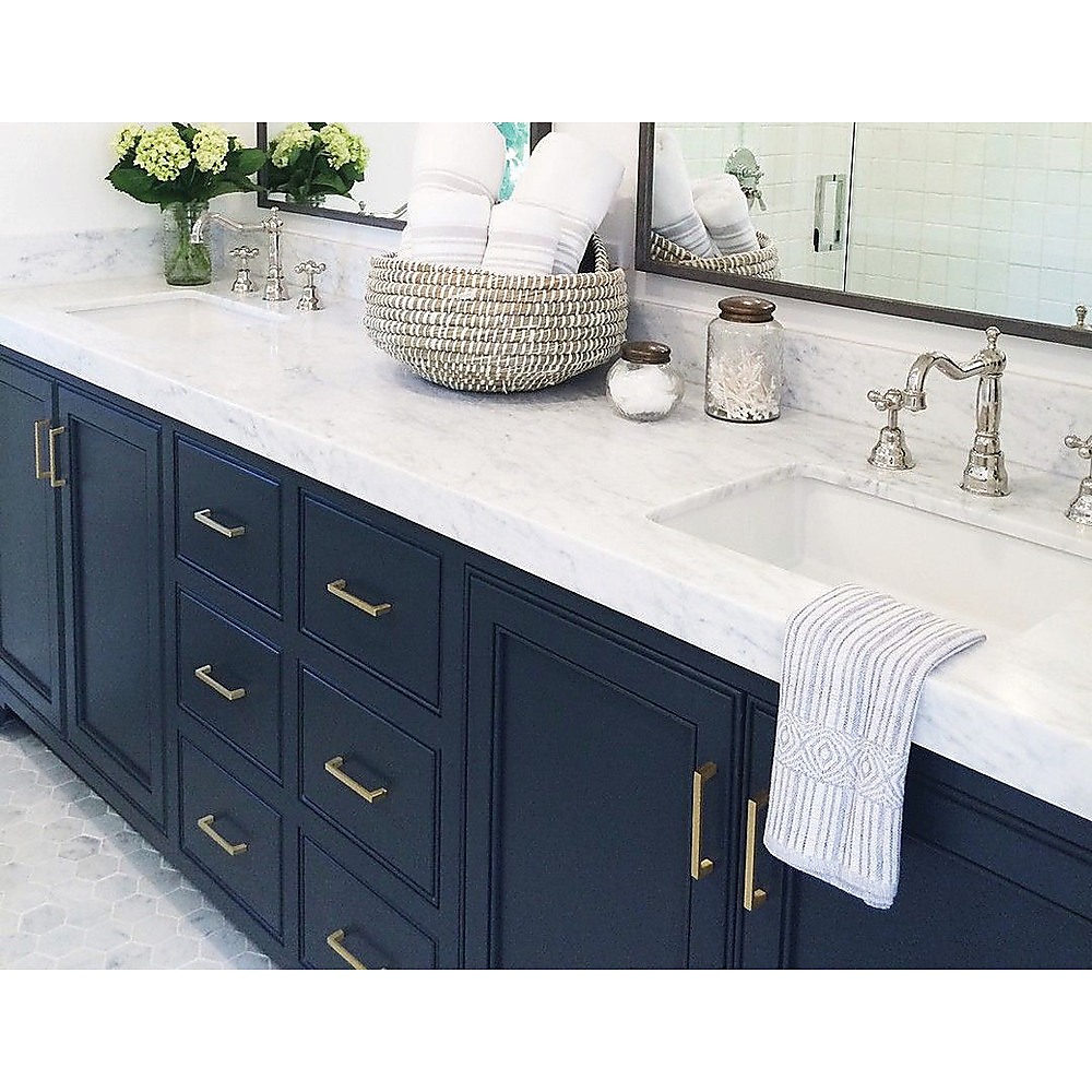 15x Brushed Brass Drawer Pulls Kitchen Cabinet Handles - Gold Finish 96mm — image 3