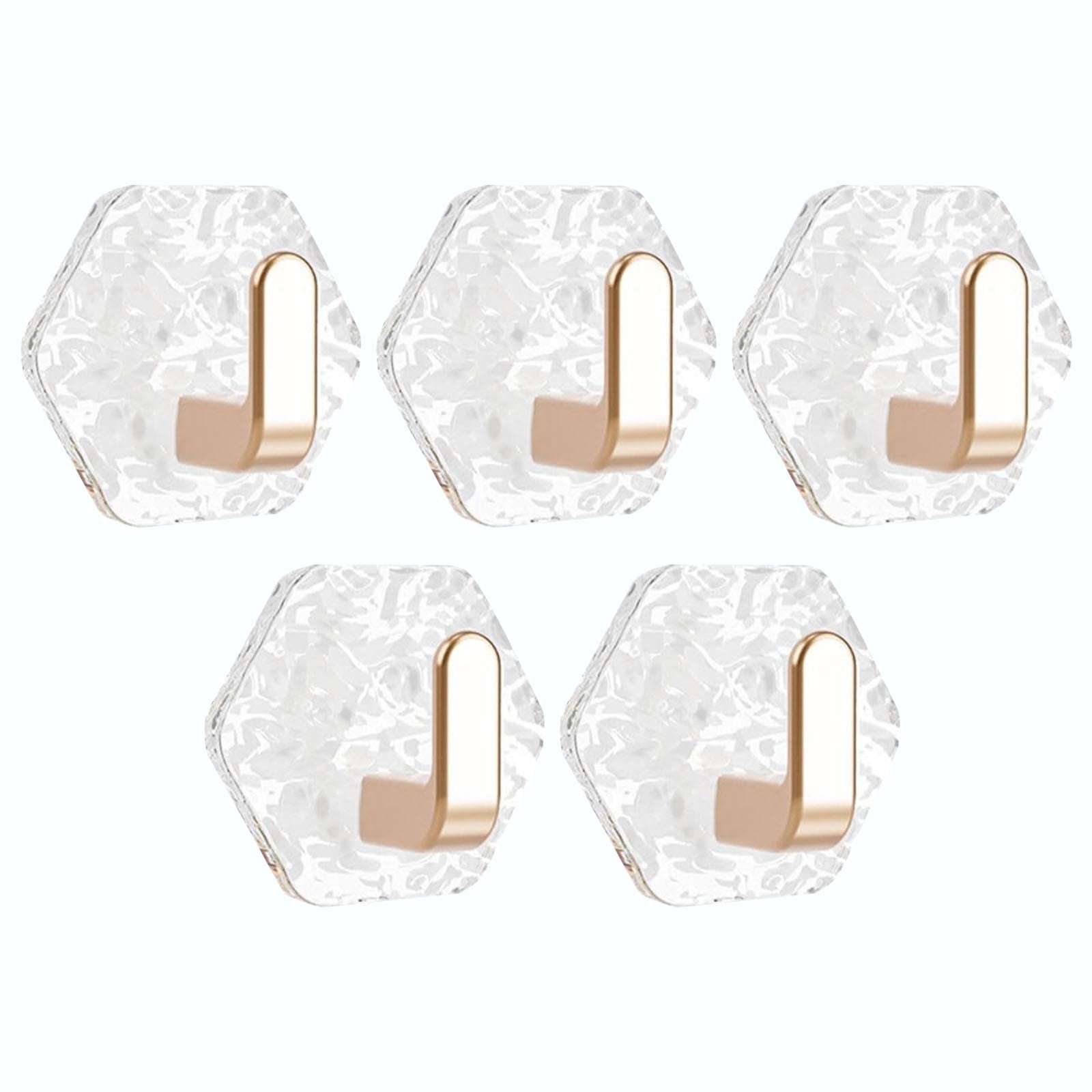 Wall Mount Hooks Hexagon Adhesive Hooks with Water Design No Drill Wall Hanging Storage Rack Damage Sticky Hooks for Kitchen Bathroom Towel Hanging(5Pc) One