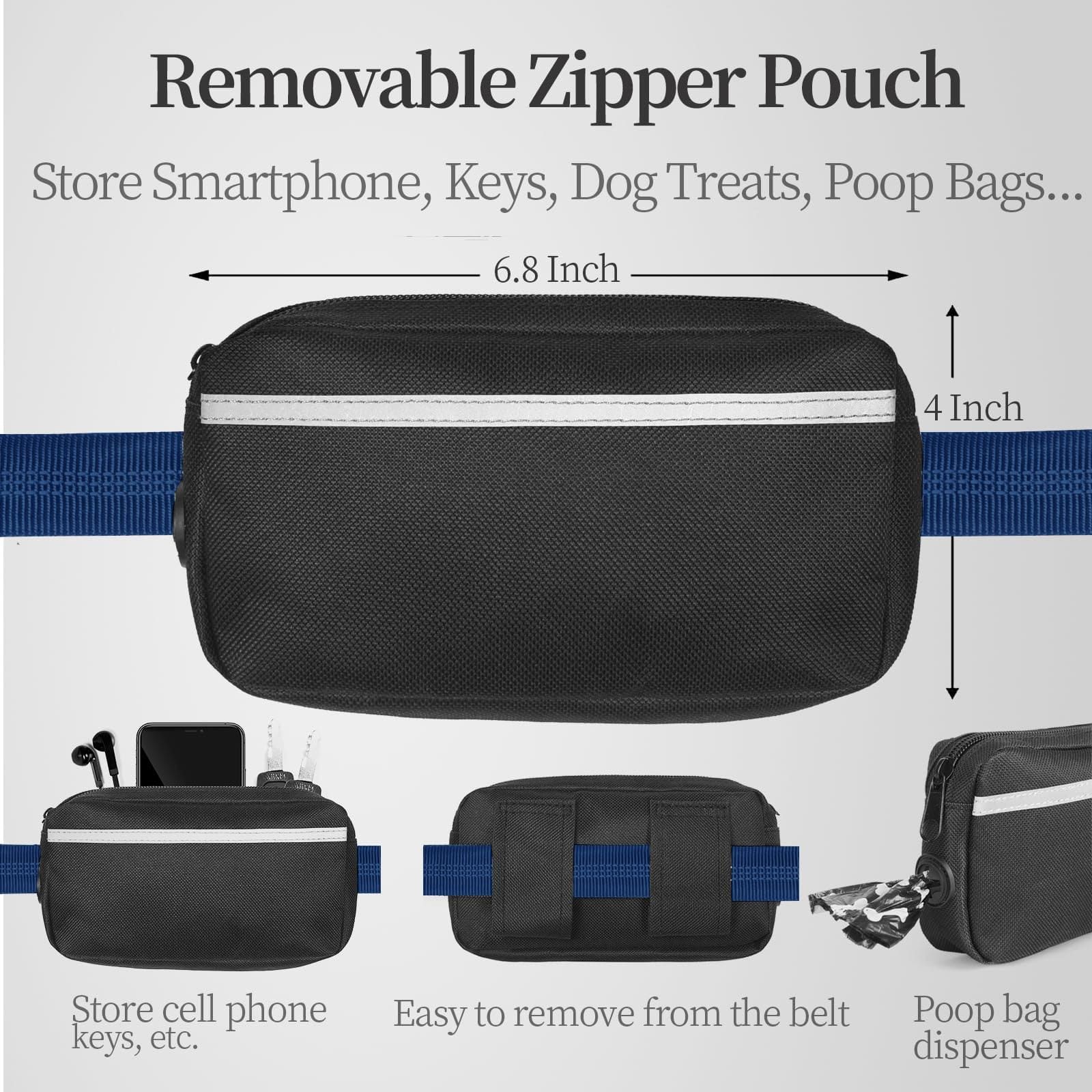 Hands-Free Dog Leash with Waist Belt and Storage Pouch, Shock-Absorbing Bungee Leash for Running, Walking, and Outdoor Adventures, Reflective Safety Design for — image 6