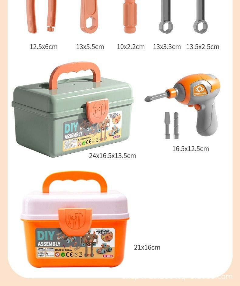 DIY assembly toy, wooden building set, electric drill toy for kids, educational construction toy, creative puzzle set, children's tool kit — image 4