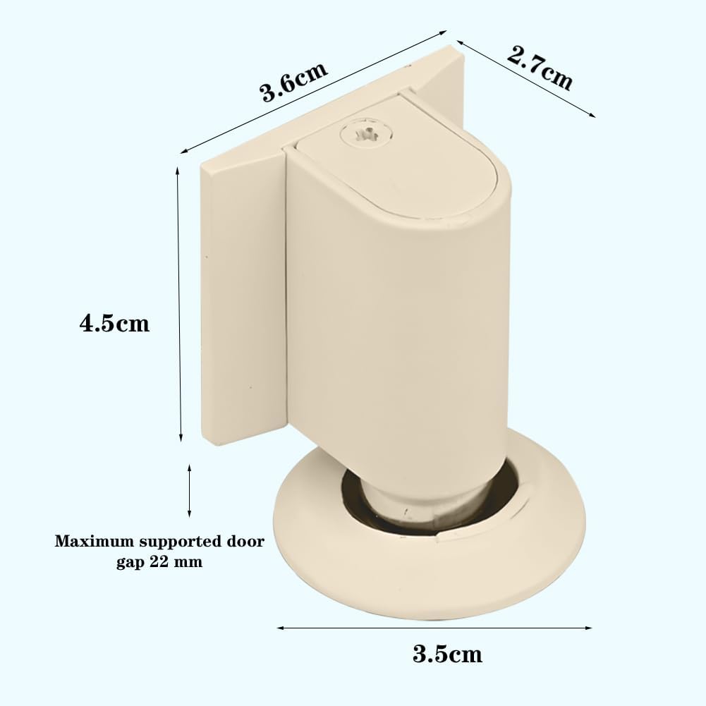Magnetic Floor Door Stopper with Self-Adhesive Mount and Raised Disc, No-Drill Metal Door Holder for Home Use, White โ image 2