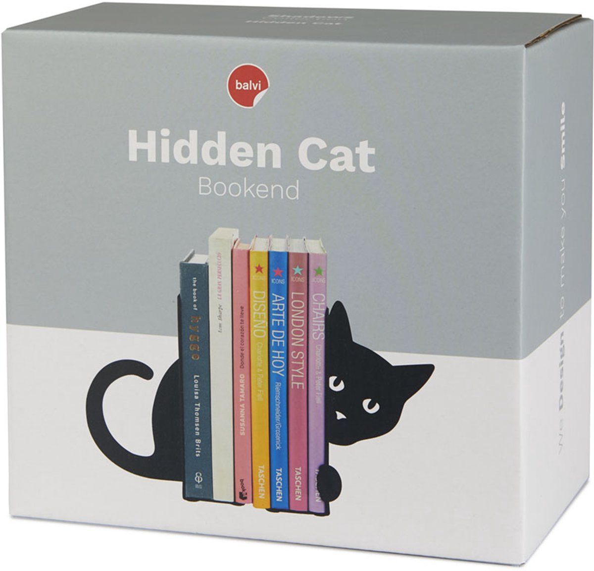 2-Piece Hidden Cat Metal Bookend Set, Black Decorative Book Supports — image 2