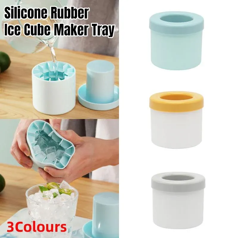 Silicone Ice Cube Tray Mould Ice Box Compartment Bucket for Easy Ice Making - Yellow — image 2