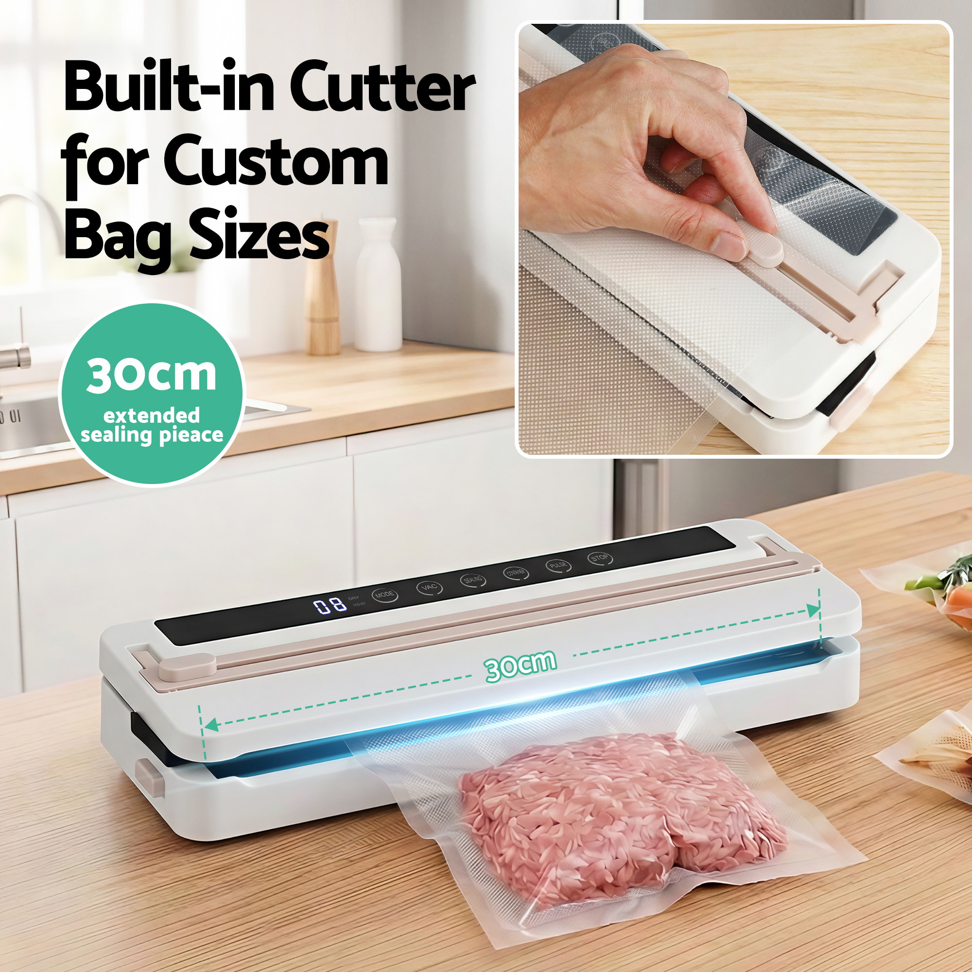 Devanti Food Vacuum Sealer Machine Fresh Storage Auto Seal Slide Cutter 6 Modes White โ image 6