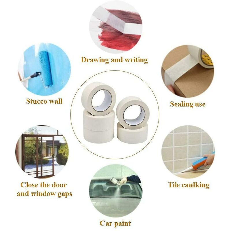 5 ROlls Masking Tape Adhesive Paint Masking Tape Multi-Purpose Strong Sticky Tape For Painting, Industry, Decorating — image 2