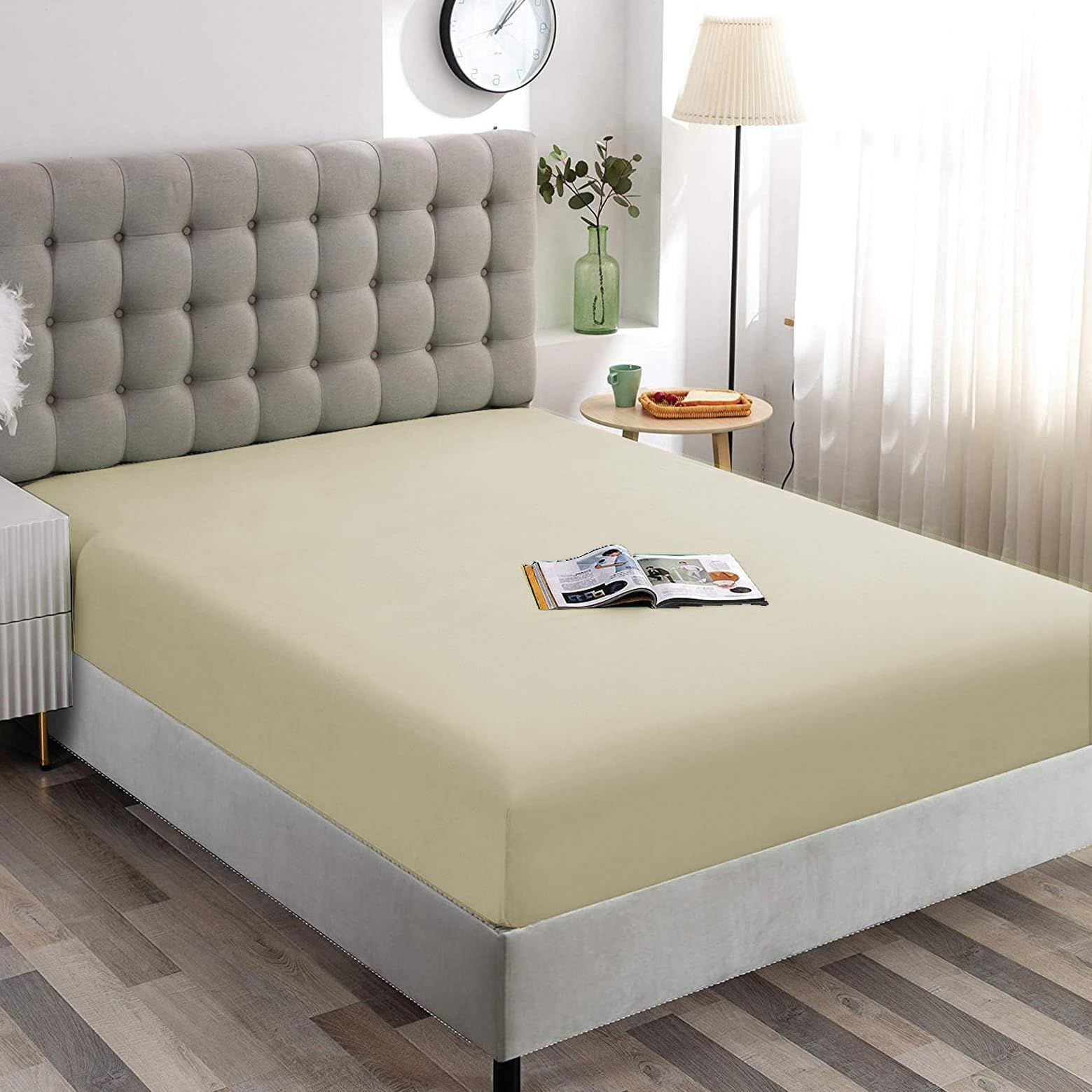 Hotel Quality Fitted Sheet - 1 Piece Fitted Sheet -Breathable Bedding - Wrinkle, Fade, Stain Resistant- 16inch/40cm Deep Pocket Fitted Bed Sheet-Wrinkle and