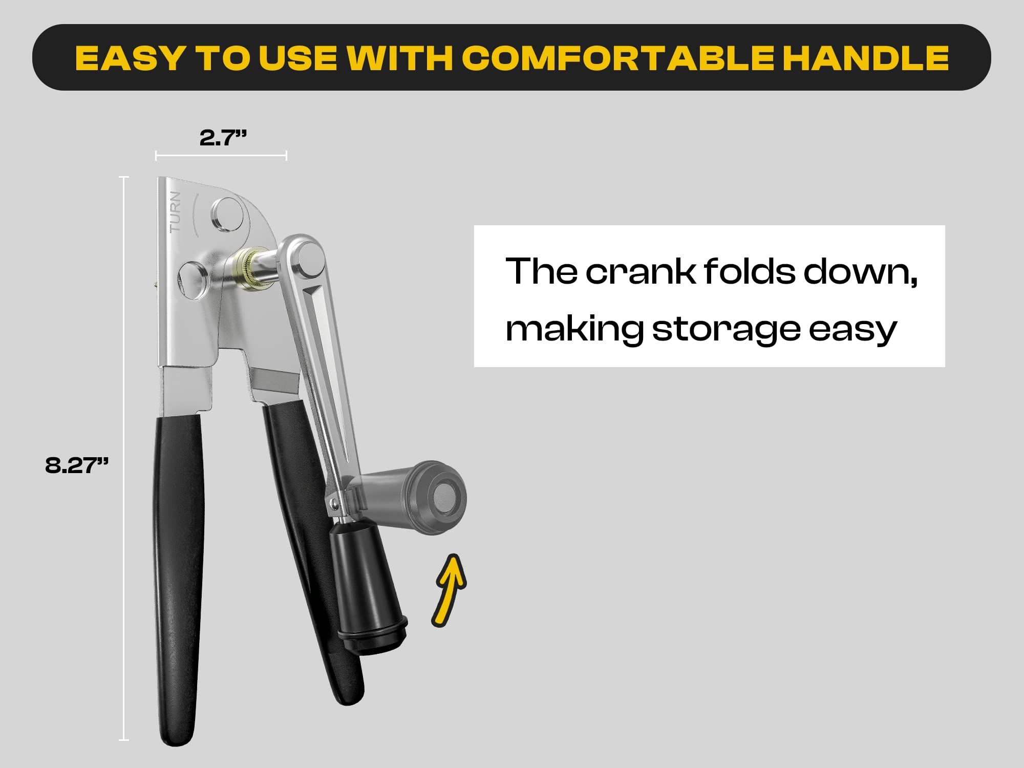 Ergonomic Design Easy Crank Can Opener, Black Handheld silicone crank can opener multifunctional bottle cap driver โ image 2