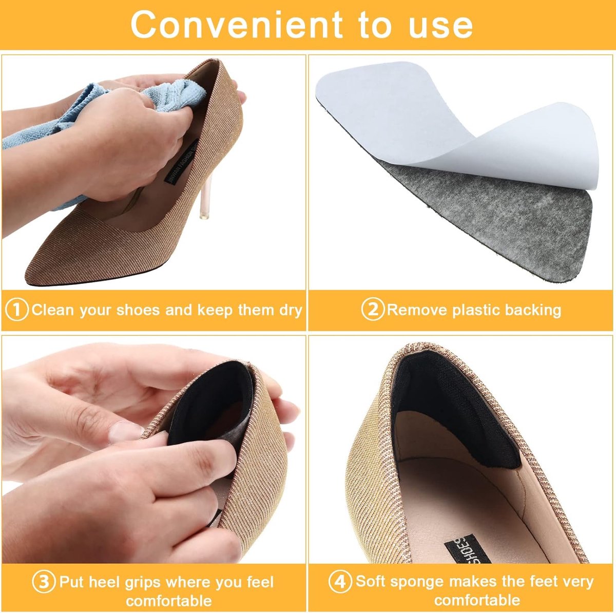 10 pairs - heel cushions - lining cushions - high heel insoles - insoles for loose shoes, metatarsals and adjustable toe fillers - insoles for oversized shoes — image 5