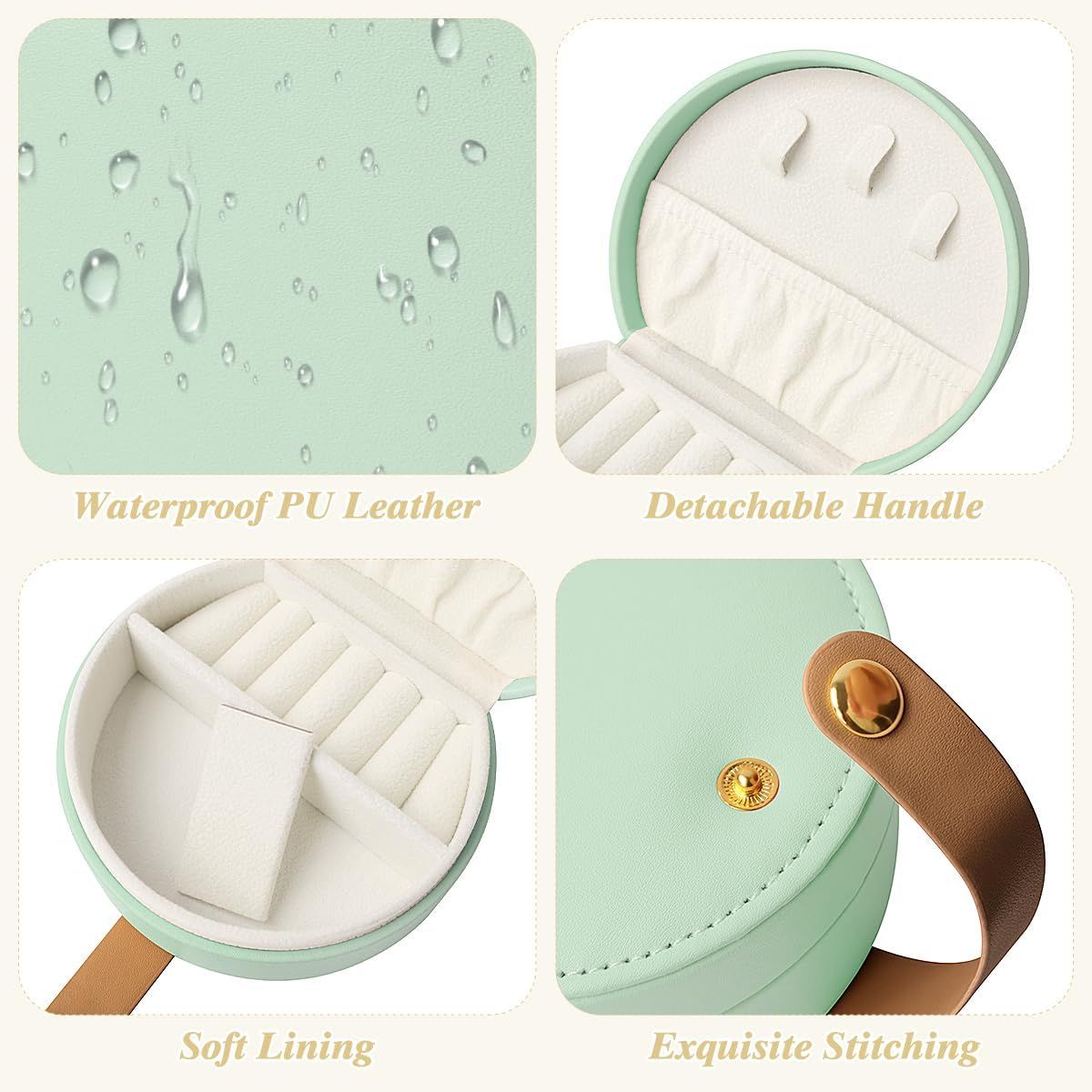 Travel Jewelry Box PU Leather 5 Compartments Bright Green โ image 5