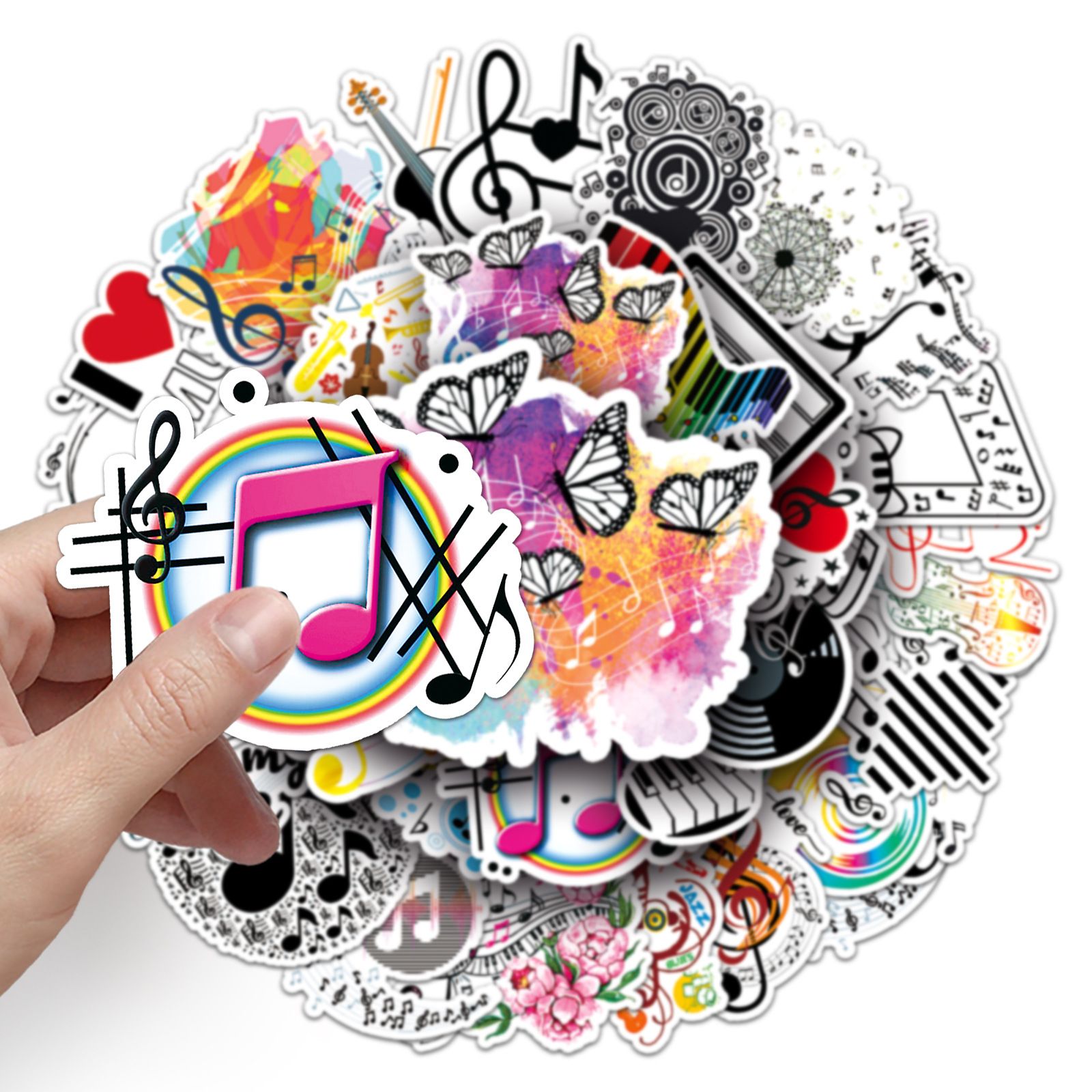 50Pcs Music Stickers for Water Bottles Vinyl Musical Note Stickers for Kids Waterproof Music Stickers for Laptop Guitar — image 5