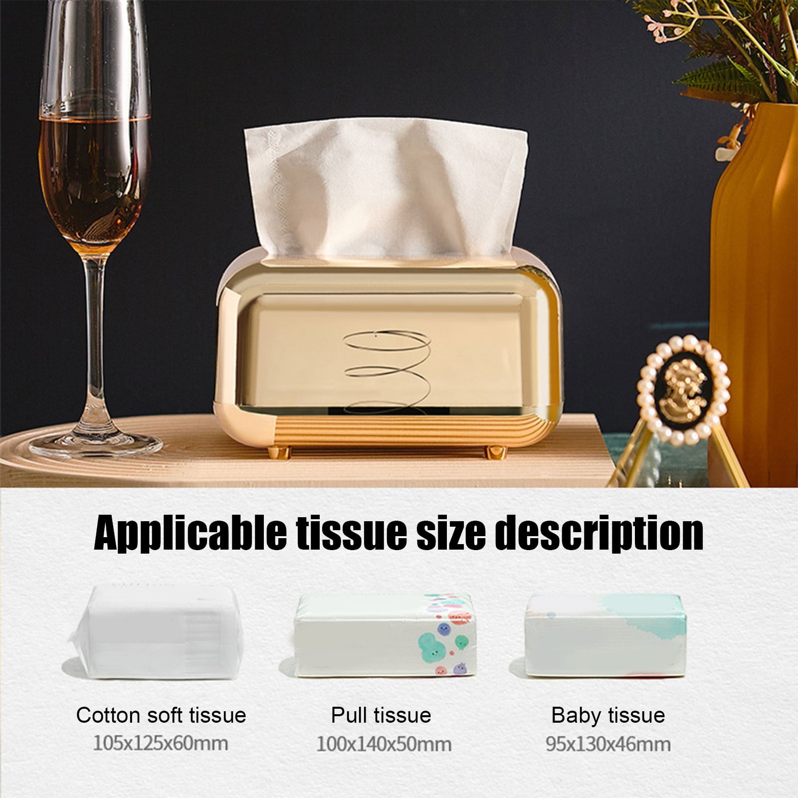 Tissue Box Cover Square 6x4x5" - Acrylic Tissue Box Holder, Elegant Tissue Holder & Napkin Dispenser for Home - Modern Kleenex Box Covers for Office — image 6