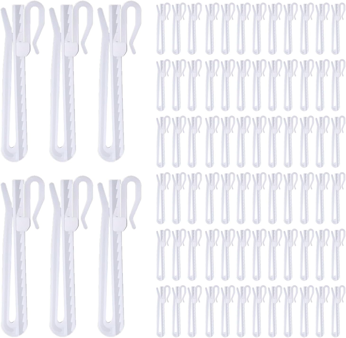 80 Pcs Plastic Curtain Hooks, Adjustable Pinch Pleat Hooks, Ratchet System Pinch Pleat Curtain Hooks for Window Curtain, Door Curtain and Shower Curtain