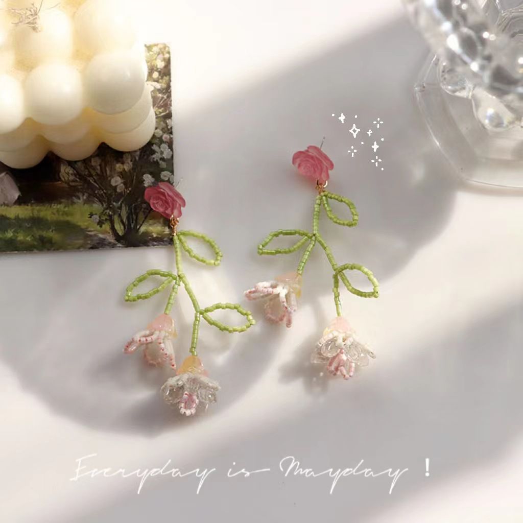 Handmade DIY Beaded Flower Earrings Accessories Material Kit Summer Crystal Flower Accessories Pendant Earrings — image 5