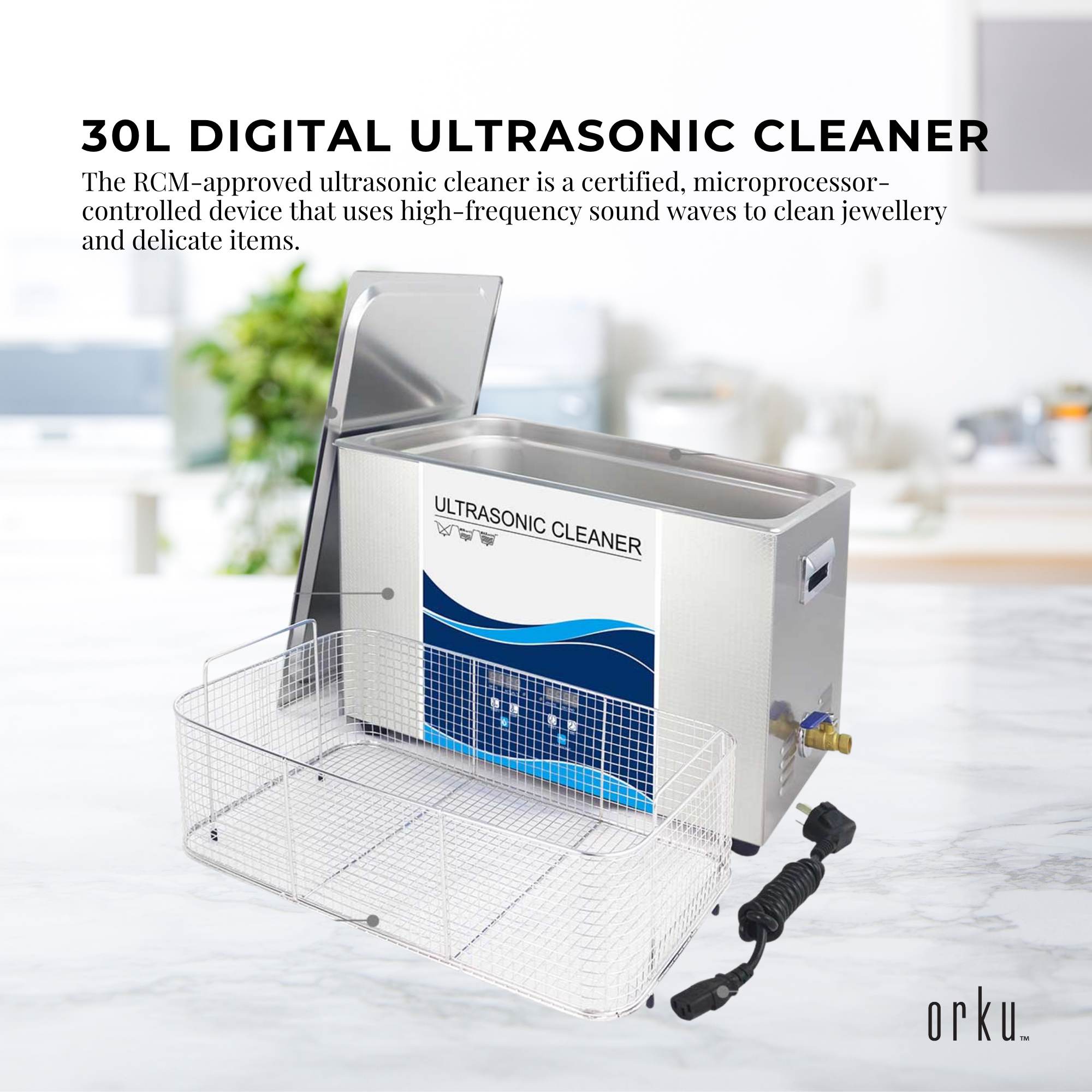 30L Digital Ultrasonic Cleaner Jewelry Ultra Sonic Bath Degas Parts Cleaning — image 2