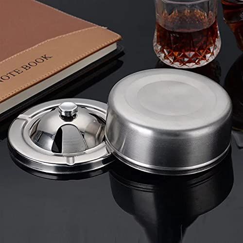 Ashtray Ash Tray 1pc Stainless Steel Ashtray with lid Spinning Lid Windproof Smoking Ash Holder for Smokers Indoor Office Decor โ image 4
