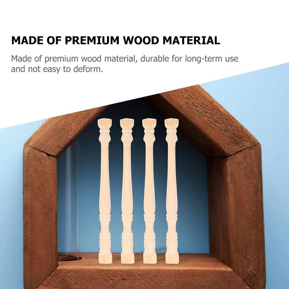 Set of 8 Realistic Khaki Wood Pillars for Dollhouse Decoration and Craft Projects — image 3