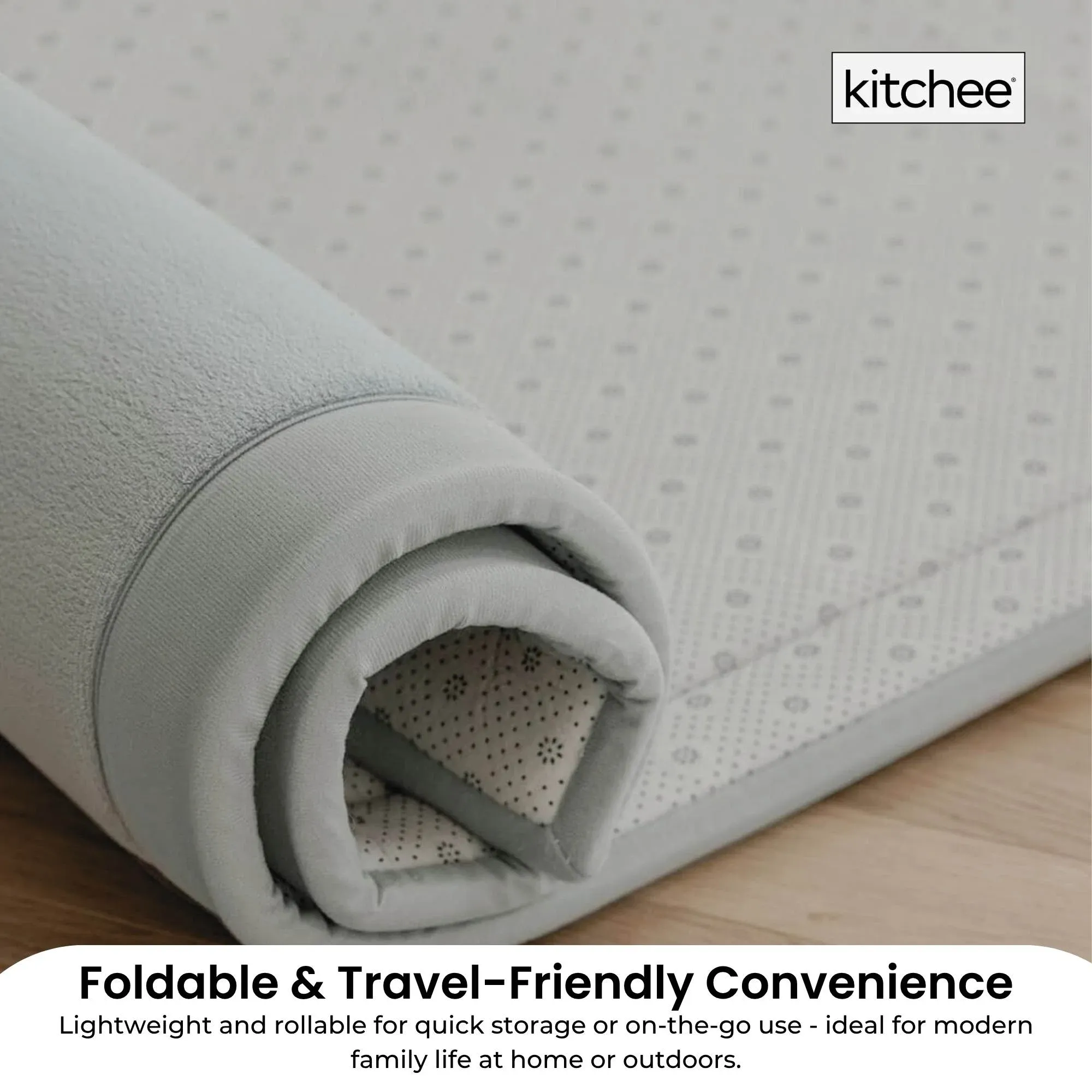 Kitchee Foam Floor Mat 200x200cm - Padded Thick Soft Tatami Style Rug Grey — image 4
