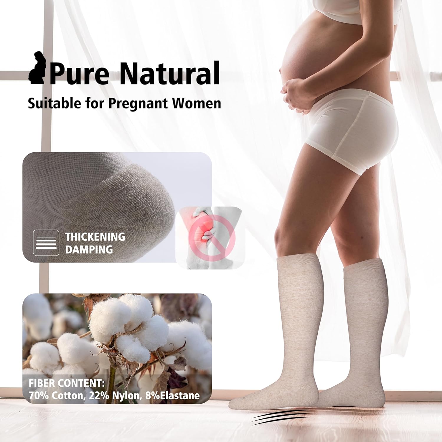 Cotton Compression Socks for Women&Men 20-30mmHg Knee High Cute Support Sock for Nurses Pregnancy Travel โ image 4