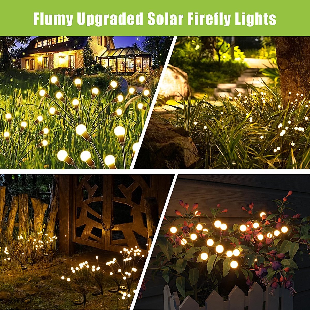 LED Solar Lights - Outdoor Lighting - Solar Garden Lighting - Mood Lighting - LED Solar Garden Lights - Firefly Design - 12 Flower Pots x 2 - Waterproof — image 3