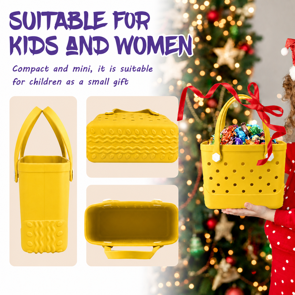 Waterproof Hexagon Mesh Beach Bag - Large Capacity Travel Storage Tote for Swimwear Towel Sunglasses - Yellow Small 28x21x11cm โ image 5