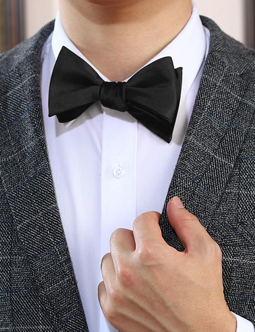 Mens Solid Bowtie Woven Self Tie Bow Ties Tuxedo & Wedding Bowties — image 6