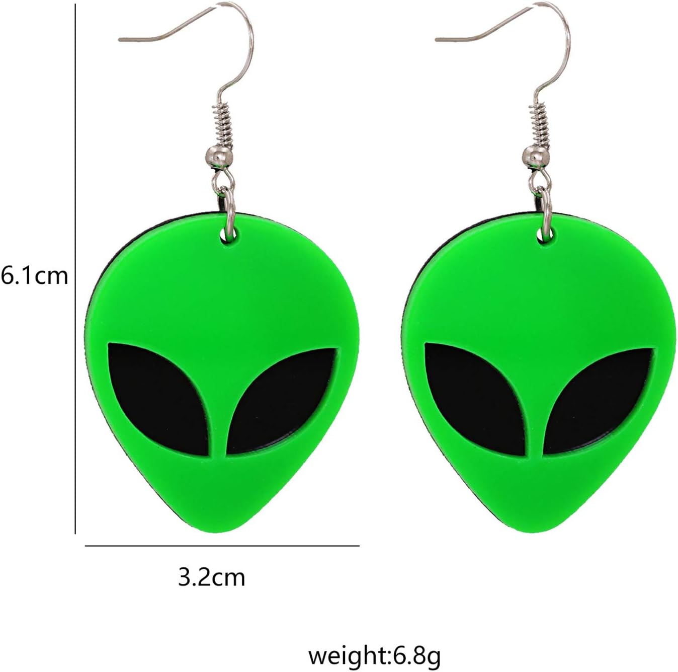 Acrylic Alien Earrings for Women Cute Funny Cartoon Green Space Head Resin Dangle Drop Statement Earrings โ image 3