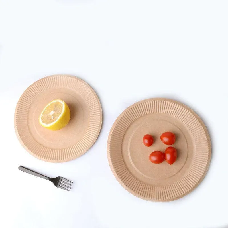 Disposable Brown Paper Plates Dinner Dessert Party Plate Bulk Buyau โ image 6