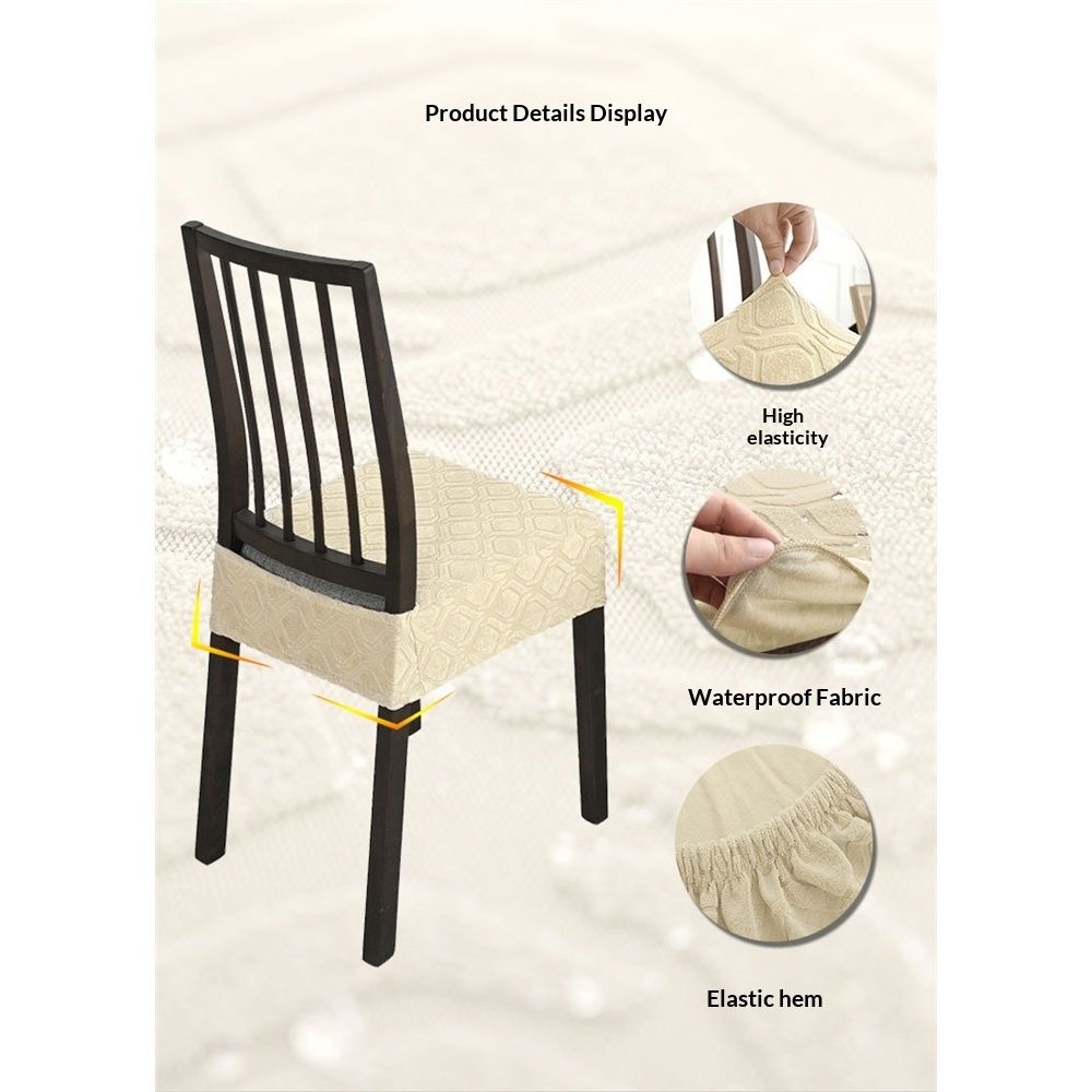 Stretch Dining Chair Seat Covers Set of 4, Soft Removable Washable Seat Covers for Dining Chairs, Dining Room Seat Cover Protector ( Beige) โ image 4