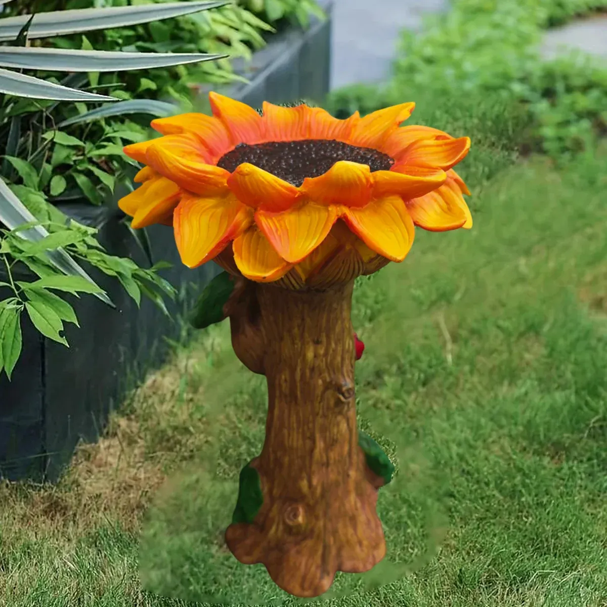 Resin Sunflower Bird Drinker Ornament Outdoor Garden Decoration for Birds to Use — image 4